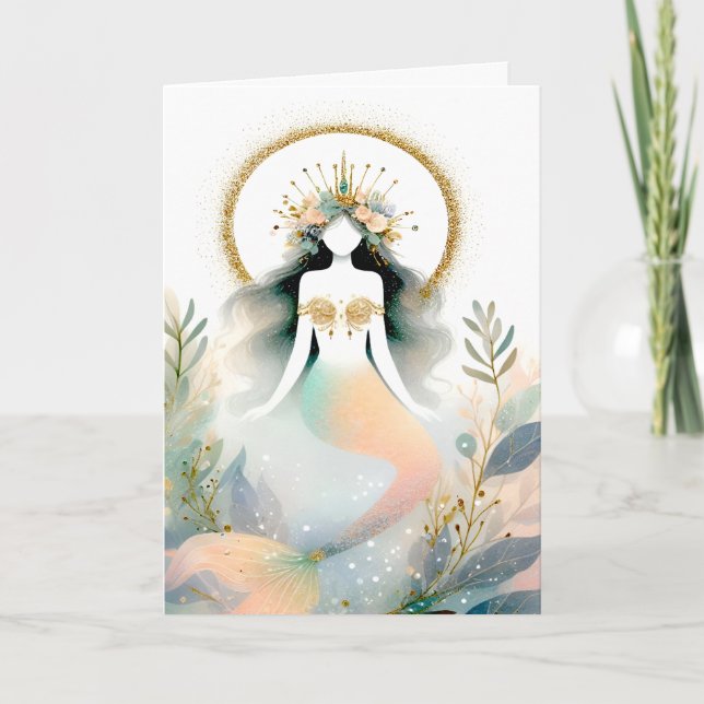 Boho Style Mermaid Card (Front)