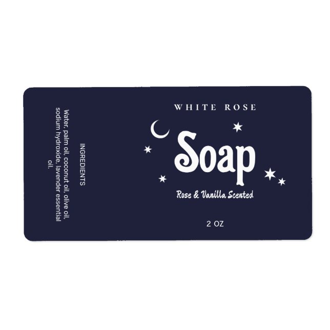 Boho Style Navy Blue Soap Labels (Front)