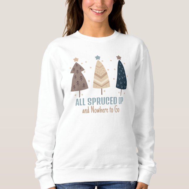 Boho Style Neutral Colour Christmas Trees Sweatshirt (Front)