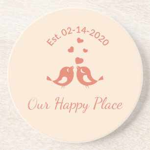 Boho-style "Our Happy Place" decoration Coaster