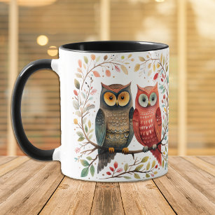 Boho Style Owl Couple Mug