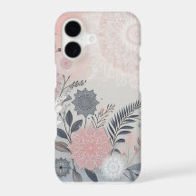 Boho Style Pink Grey Floral iPhone 17 Slim Case