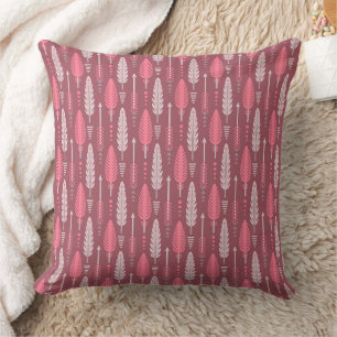 boho style retro ethnic feather pink pattern cushion