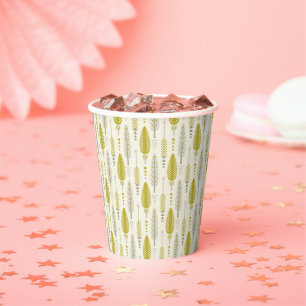 boho style retro ethnic feather yellow pattern paper cups