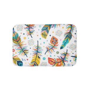 Boho style, seamless feather pattern. bath mat