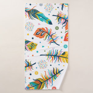 Boho style, seamless feather pattern. bath towel