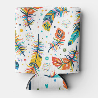 Boho style, seamless feather pattern. can cooler