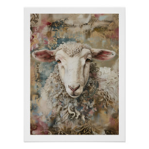 Boho Style Sheep Poster by PS Nature Designs