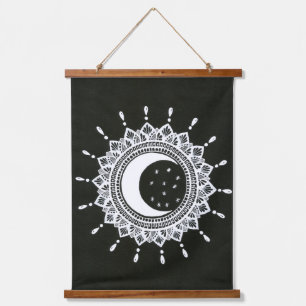 Boho style Sun & Moon mandala art Hanging Tapestry