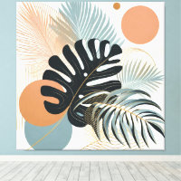 boho style tropical leaf painting art