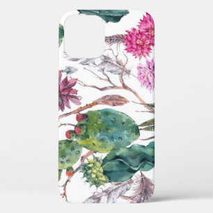 Boho Style, Vintage Cactus Watercolor. iPhone 12 Case