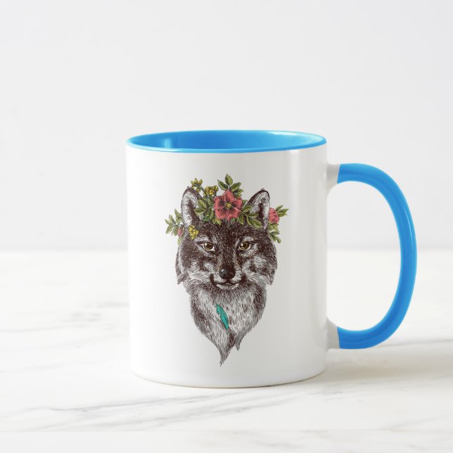 Boho Style Wolf Halo Portrait Mug (Right)