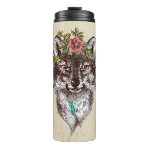 Boho Style Wolf Halo Portrait Thermal Tumbler