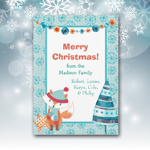 Boho Style Woodland Fox Christmas Card