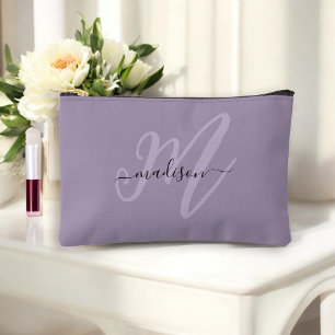Boho Stylish Purple Monogram and Name Accessory Pouch