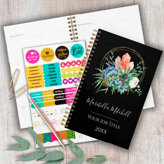 Boho Succulent Flowers Bouquet Crystals Watercolor Planner (Creator Uploaded)