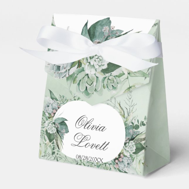 Boho Succulent Greenery Bridal Shower Favour Box (Front Side)