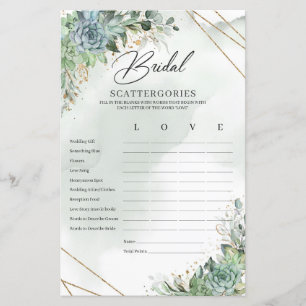 Boho succulents eucalyptus Bridal Scattergories
