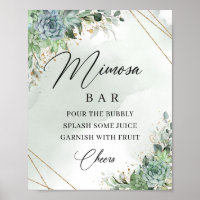 Boho succulents eucalyptus gold mimosa bar sign