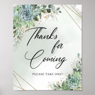 Boho succulents eucalyptus gold Thanks for Coming Poster