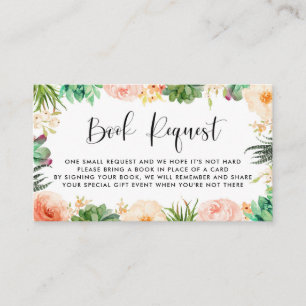 Boho Succulents Floral Wreath Book Request Card