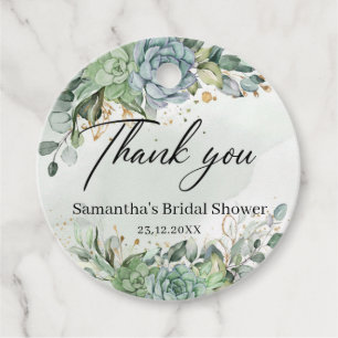 Boho succulents greenery bridal shower favour tags