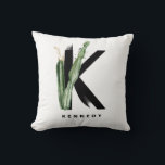 Boho Succulents Letter K Monogram Personalised Cushion<br><div class="desc">Customisable letter K monogram pillow featuring watercolor succulents,  faux gold foil leaf and black watercolor brush accents. Personalise this succulent pillow by adding your name or other details. This boho letter K monogram pillow will be perfect as a gift. Other letters are available.</div>