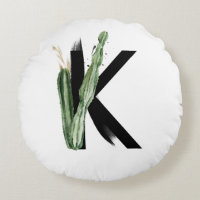 Boho Succulents Letter K Monogram Tropical