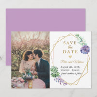 Boho Succulents save the date photo Lavender
