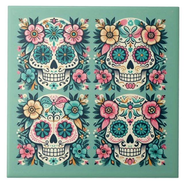 Boho SugarSkulls  Tile (Front)