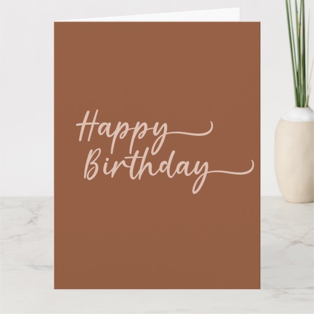 Boho Summer Brown Terracotta Trendy Happy Birthday Card (Front)