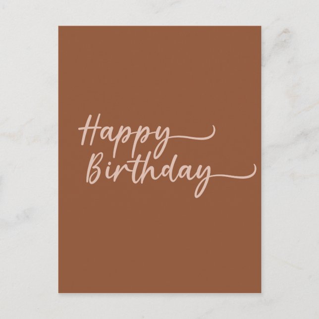 Boho Summer Brown Terracotta Trendy Happy Birthday Postcard (Front)