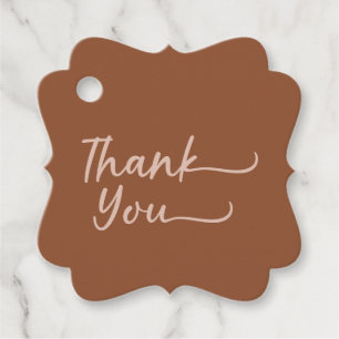 Boho Summer Brown Terracotta Trendy Thank You Favour Tags