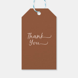 Boho Summer Brown Terracotta Trendy Thank You Gift Tags
