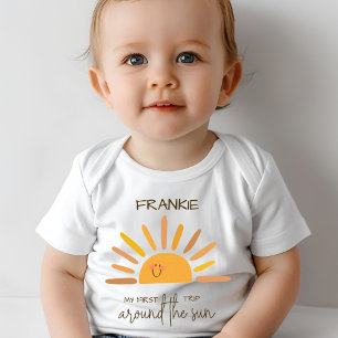 Boho Summer First Trip Around Sun Birthday Baby T-Shirt