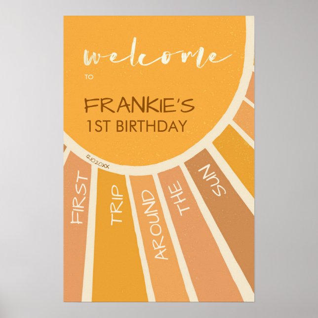 Boho Summer First Trip Around Sun Welcome Sign (Front)