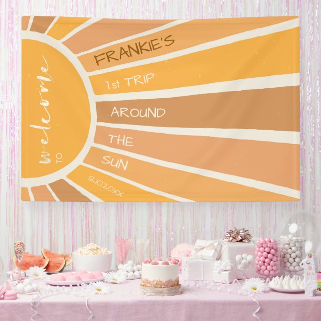 Boho Summer First Trip Around Sun Welcome Sign (Party)