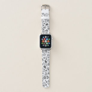    Boho Summer Floral Honey Bee Pattern White Cute Apple Watch Band