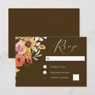 Boho Summer Floral Modern Wedding RSVP Card