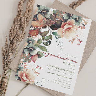 Boho Summer Garden Floral Graduation Party Invitation