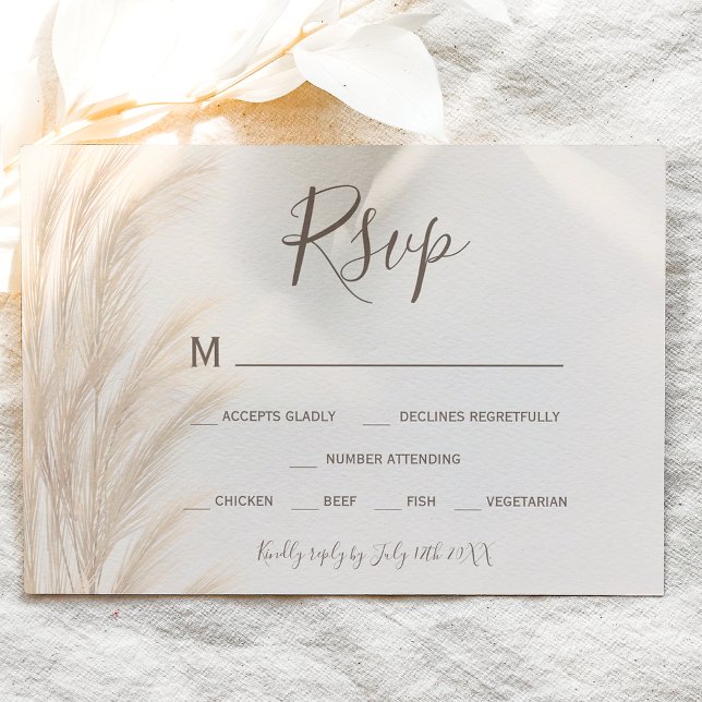 Boho summer pampas grass watercolor rsvp card (Creator Uploaded)