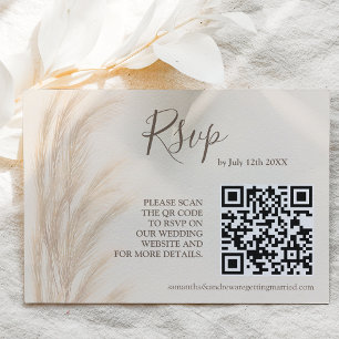 Boho summer pampas grass watercolor rsvp qr code card