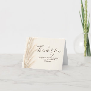 Boho summer pampas grass watercolor thank you card