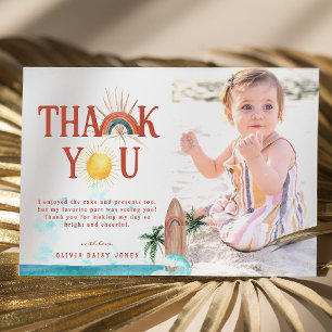 Boho Summer Surf   Photo Thank You Card