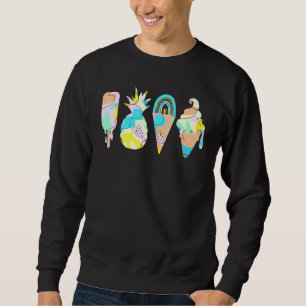 Boho Summer Sweet Popsicle Ice Cream Rainbow Pinea Sweatshirt