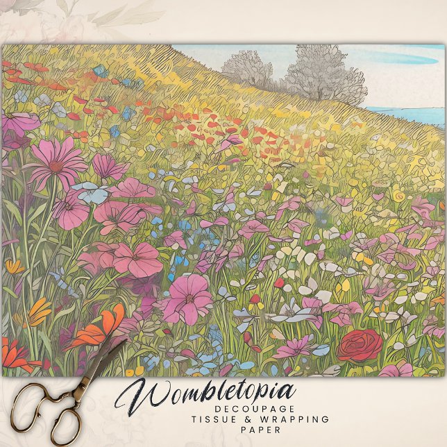 Boho Summer Wildflower Fields Colourful Decoupage  Tissue Paper (Creator Uploaded)
