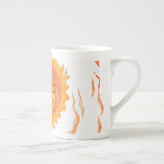 Boho Sun and Flames Ceramic Coffee Mug, Esthetic Bone China Mug