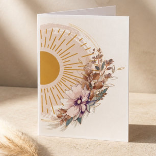 BOHO Sun and Floral Blank Note Card