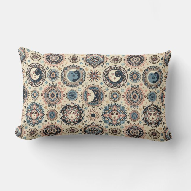 Boho Sun and Moon Lumbar Cushion (Front)