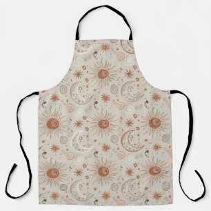 Boho Sun and Moon Pattern Apron